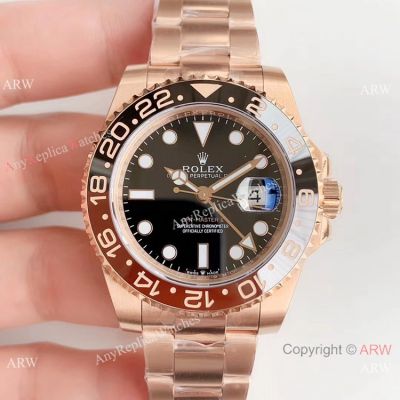 AAA Swiss Replica Rolex GMT Master II Rose Gold 126715 Watch 40mm